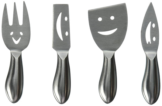Prodyne Stainless Steel Cheese Knives Happy Faces Set of 4