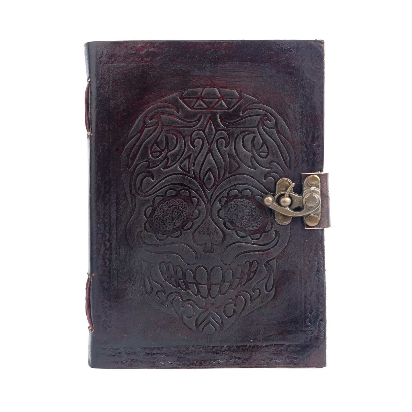 Tuzech Leather Journal Diary Skull Vintage Antique Handmade Notebook Sketchpad Notepad Gift for Men Women 7X5 Inches Brown