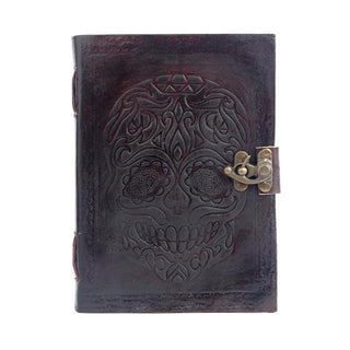 Tuzech Leather Journal Diary Skull Vintage Antique Handmade Notebook Sketchpad Notepad Gift for Men Women 7X5 Inches Brown