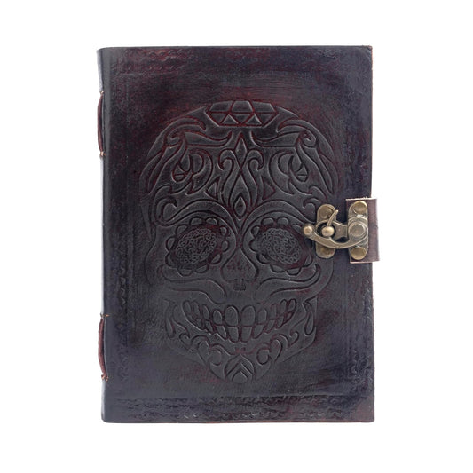 Tuzech Leather Journal Diary Skull Vintage Antique Handmade Notebook Sketchpad Notepad Gift for Men Women 7X5 Inches Brown