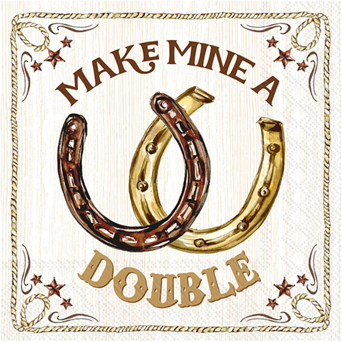 ihr SINCE 1977 Disposable Napkin, 5" x 5", Western Horseshoes