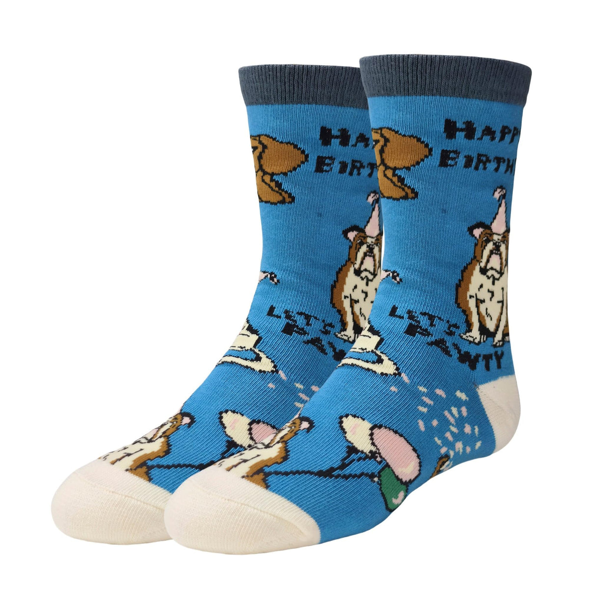Kids Funny Saying Novelty Crew Socks, Silly Crazy Socks for Boys & Girls, Happy Pawty