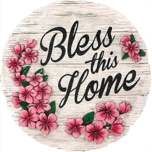Spoontiques 13220 Bless This Home Stepping Stone, Pink