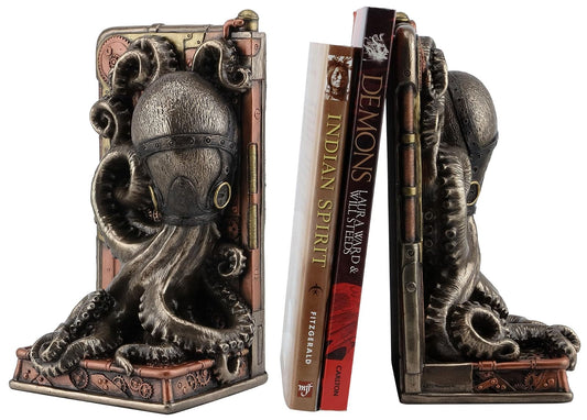 Unicorn Studio Resin Decorative Bookends Steampunk Octopus Bronze Finished Single Bookend 3.75 X 8 X 4.5 Inches Bronze