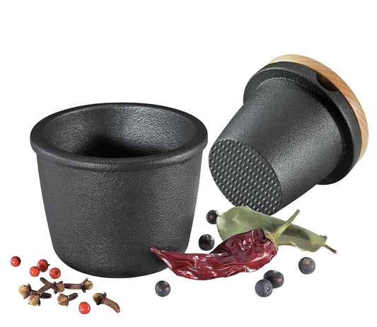 Frieling Zassenhaus Cast Iron Spice Grinding Set with Beech Wood Lid, 3" Grinder, Black