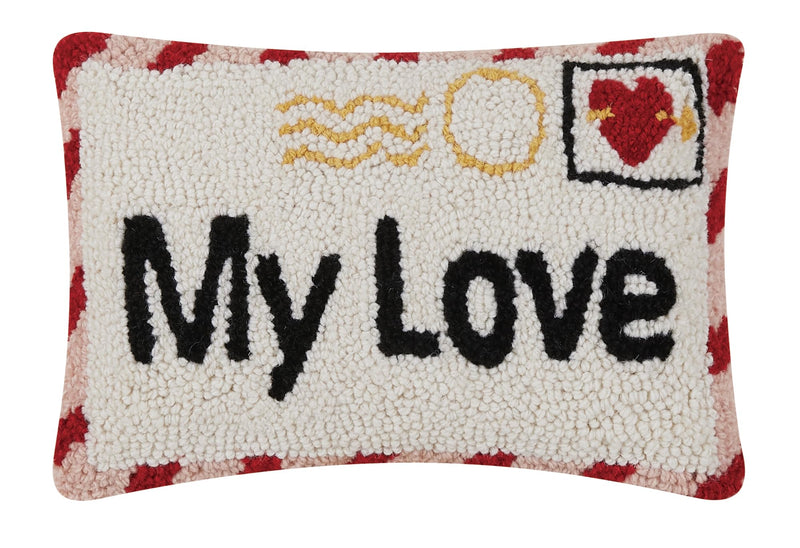 Peking Handicraft Love Letter Poly Fill Hook Throw Pillow, 12-inch Length, Home Decoration