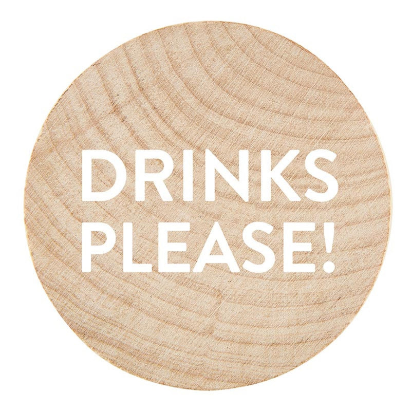 Slant Collections Golf Gifts Round Wooden Bottle Opener, 2.25" Diameter, Drinks Please