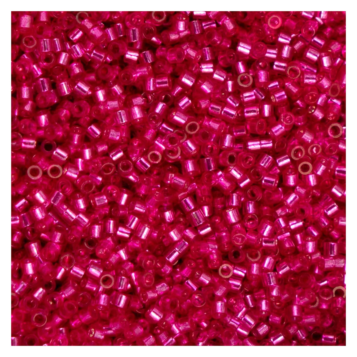 John Bead Craft Bead, Size 11, Fuchsia Silver Lined