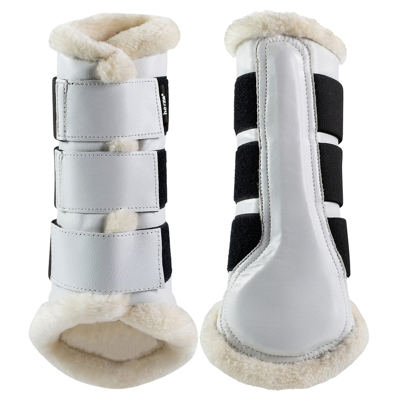 HORZE Wilton Faux Fur Brushing Boots - White - S