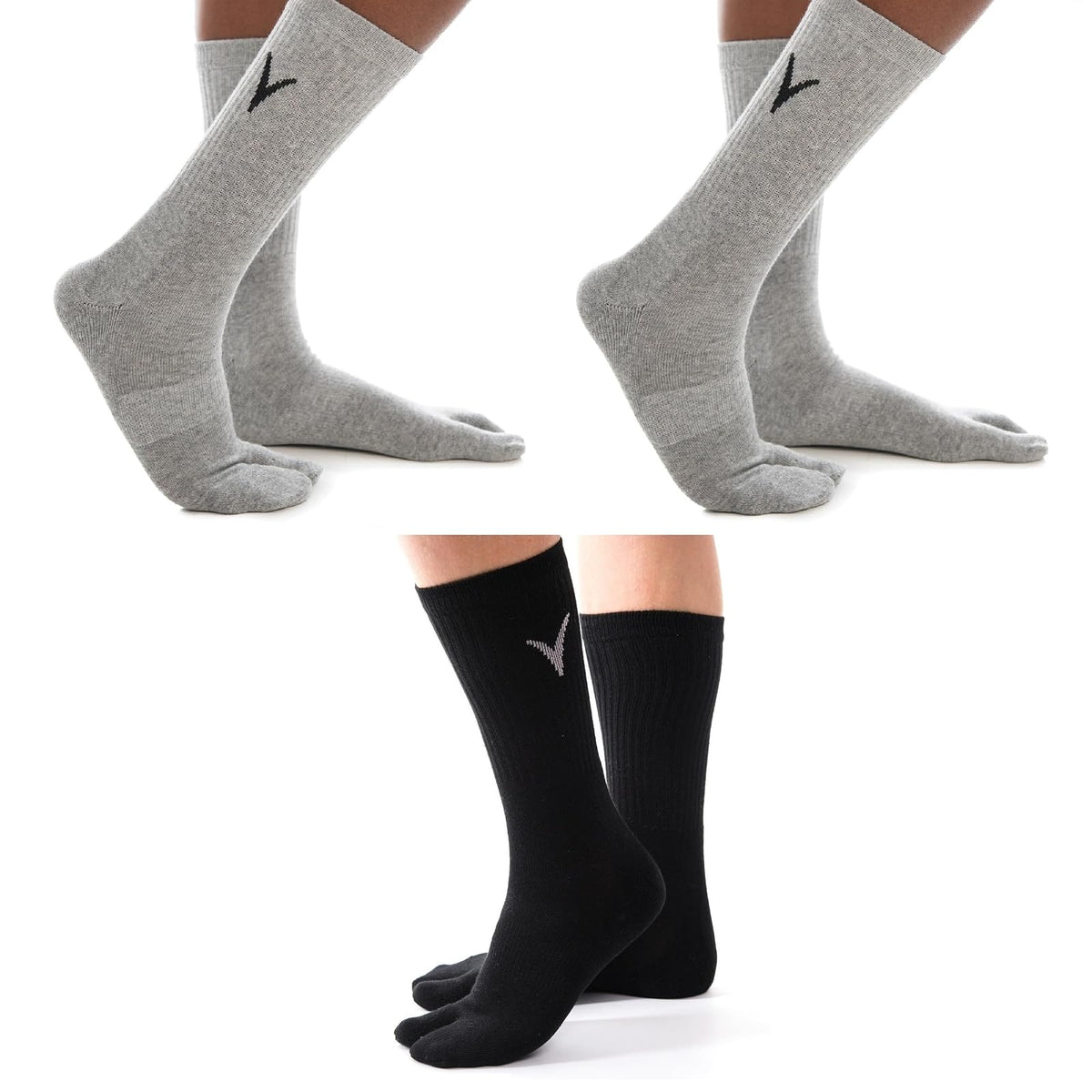 V-TOE SOCKS Socks, 2 Grey, 1 Black, Tabi