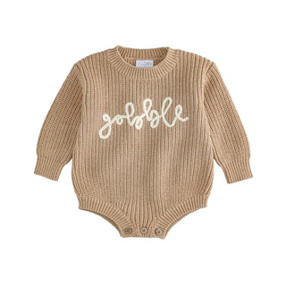 Mud Pie Sweater, Khaki, Kids Thanksgiving Gobble Sweater Bubble