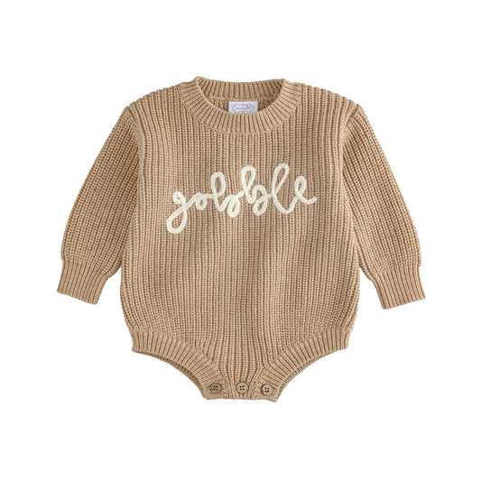 Mud Pie Sweater, Khaki, Kids Thanksgiving Gobble Sweater Bubble