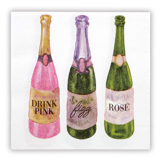 Creative Brands Sippin' Pretty Cocktail Paper Napkins, 20-Count, 5 x 5-Inches, Wedding Champagne