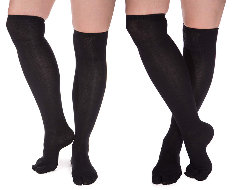 V-Toe Black Solid Flip Flop Tabi Big Toe Socks (2 Pairs)