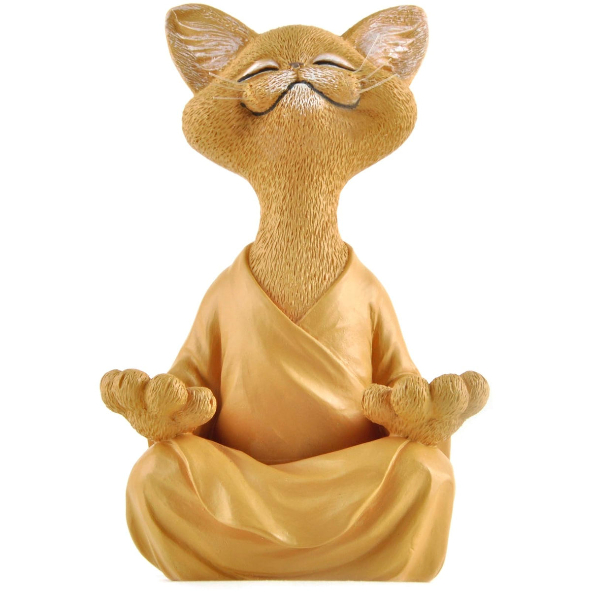 JFSM INC. Meditating Happy Cat Statue – Zen Mindfulness Decor for Cat Lovers — Orange