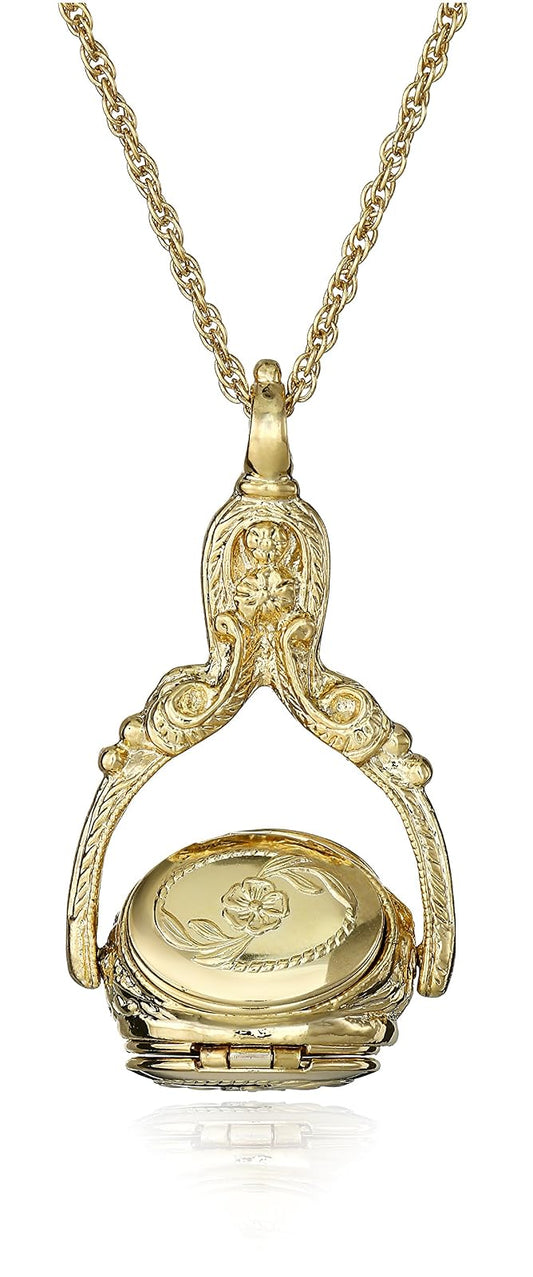 1928 Jewelry 3 Sided Spinner Locket Necklace 30 Inches