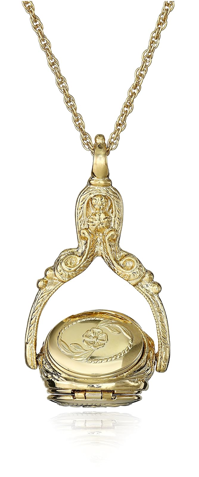 1928 Jewelry 3 Sided Spinner Locket Necklace 30 Inches