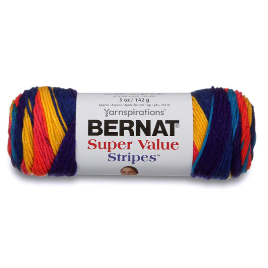 Spinrite Yarns (CA) Bernat Super Value Yarn, 5 oz, Gauge 4 Medium Worsted, Candy Store Stripes
