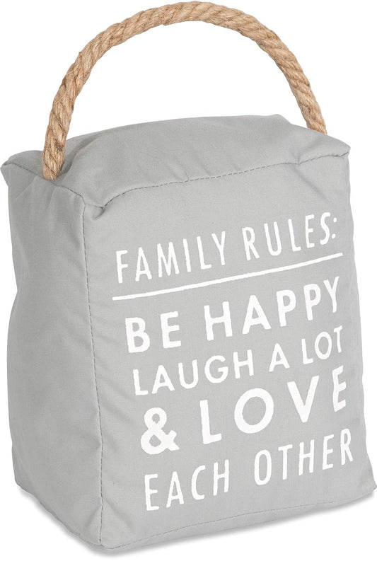 Pavilion Gift Company Family Rules: Be Happy Laugh A Lot Door Stopper