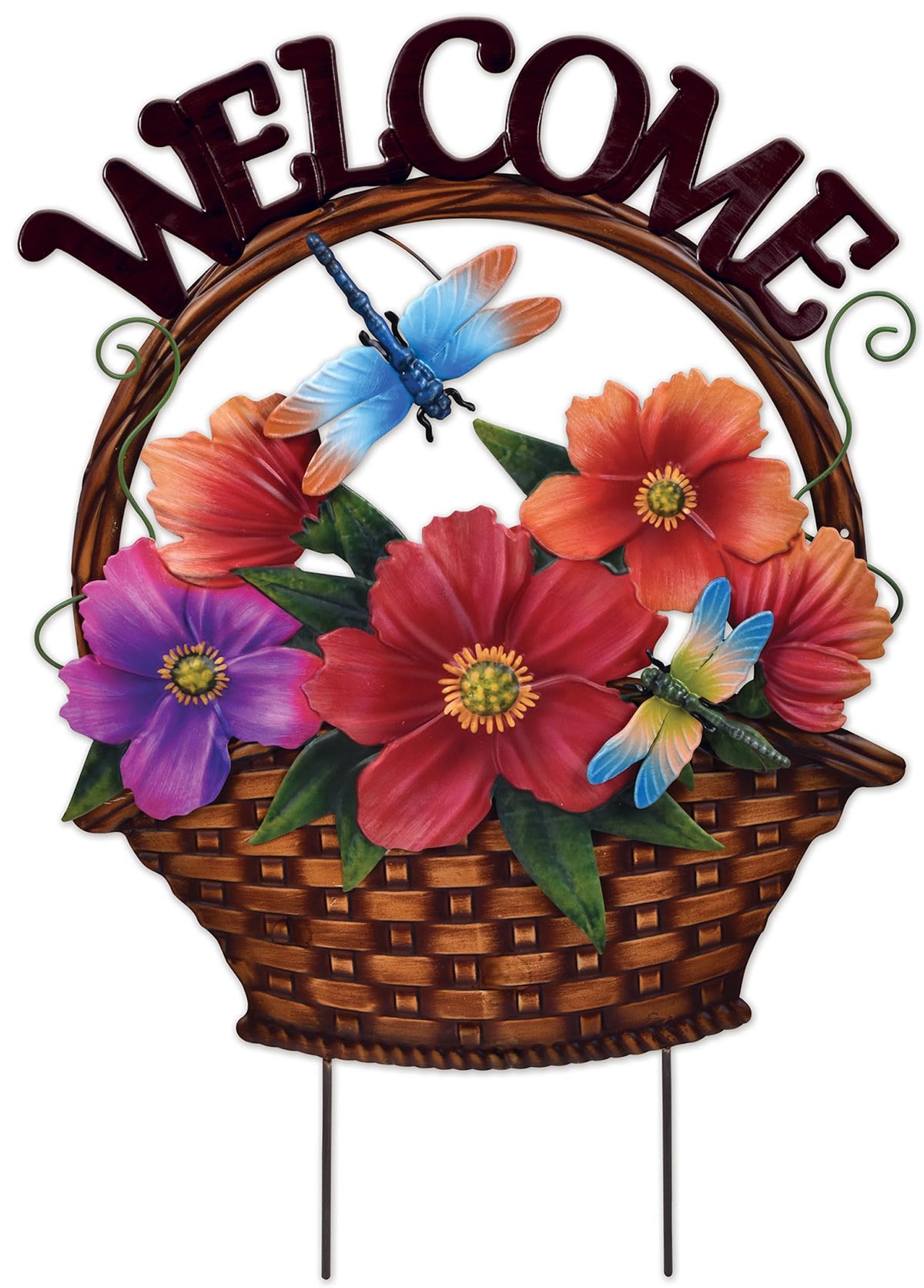 Sunset Vista Designs Anchor Stake, 21.5-Inch, Wildflowers and Dragonfly's