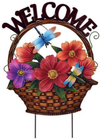 Sunset Vista Designs Anchor Stake, 21.5-Inch, Wildflowers and Dragonfly's