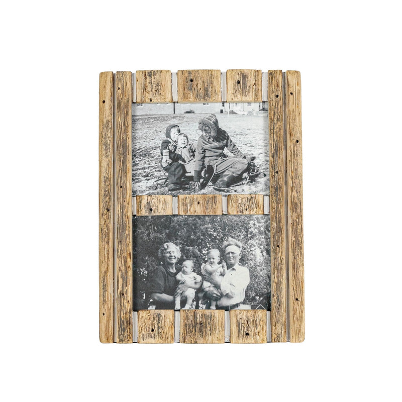 Foreside Home & Garden 5x7 Inch 2 Photo Striped Driftwood Collage Picture Frame Wood, MDF & Glass