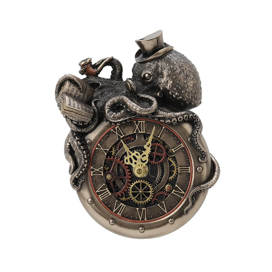 Unicorn Studio Veronese Design 7 5/8 Inch Tall Steampunk Octopus Nostradamus Prophet Wall Clock Sculpture