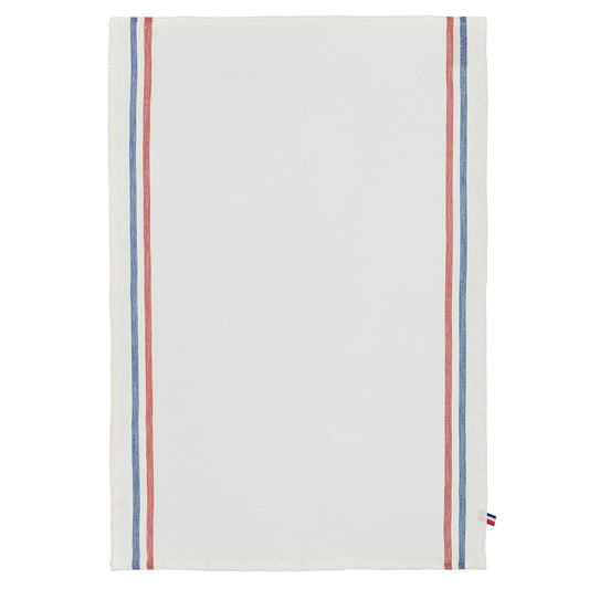 Coucke French 100% Linen Towel, Tricolore, 17 by 26 Inches, Linen, Red and Blue