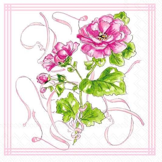 ihr SINCE 1977 Disposable Napkin, 5" x 5", Pink Garden Party