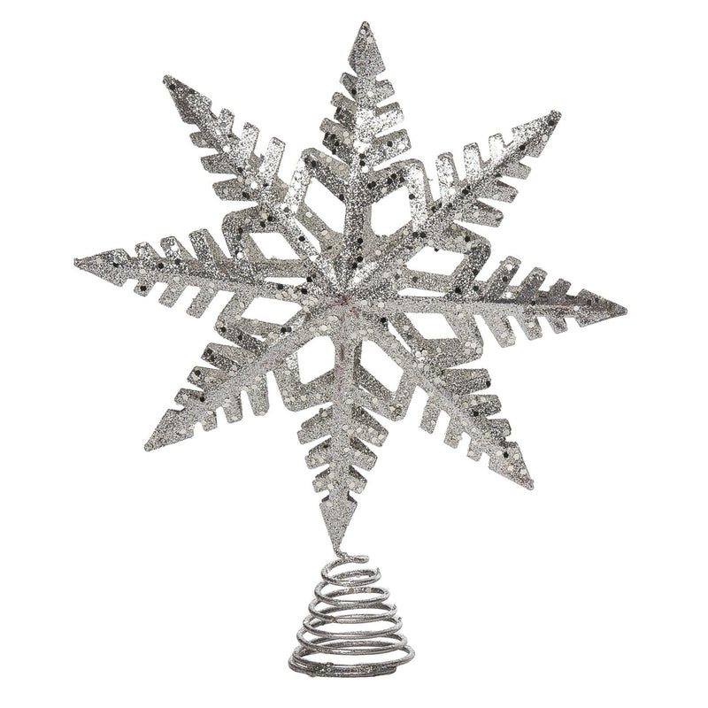 Transpac Metal 11.02 in. Silver Christmas Glitz Tree Topper - 10" x 2.36" x 11.02"