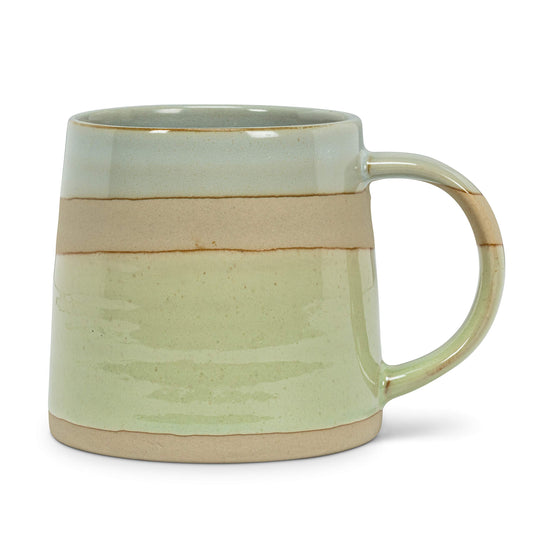 Abbott Collection 27-Pottery Blu/Grn Rustic Style Mug-4" H(14oz), 4 inches H, Blue/Green