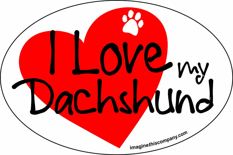 Imagine This 4-Inch by 6-Inch Car Magnet Heart Oval, Dachshund