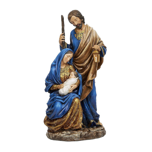 Joseph's Studio by Roman - Holy Family Blue and Gold Figure, Christmas Collection, 10.5" H, Resin and Stone, Decorative, Collection, Durable, Long Lasting