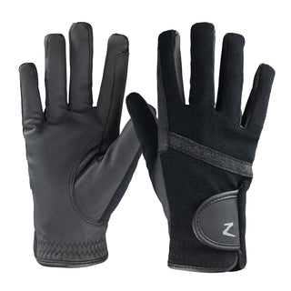 HORZE Women's Equestrian Winter Horse Riding Gloves with Adjustable Cuff and PU Leather Grip - Black - 9