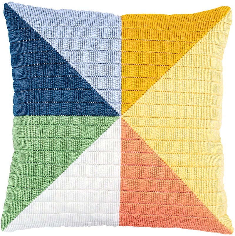 Vervaco Longstitch Embroidery Cushion Kit 16"X16"-Colored Triangles II V0194825