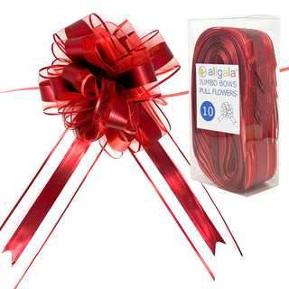 allgala Decorative Ribbon Trim, 8 Inch Jumbo (Pack of 10), Red