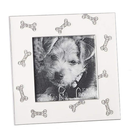 Roman Dog Jewel Tone Bone Bright Silver Tone Finish 4.5 x 4.5 Zinc Alloy Photo Frame
