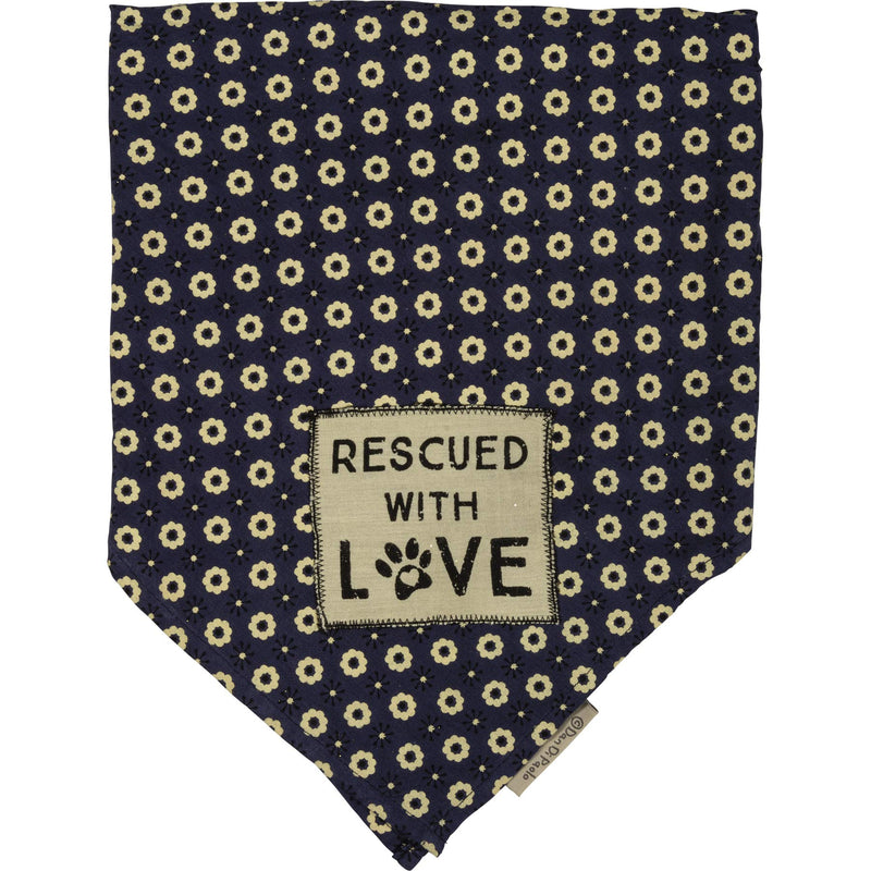 Primitives by Kathy Large Pet Bandana - Rescued with Love, Blue