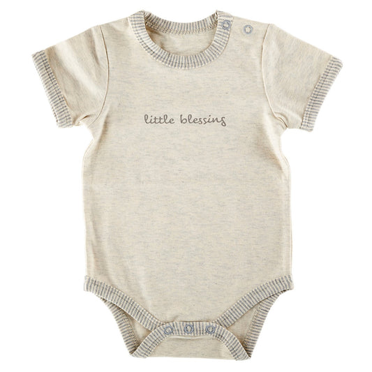Creative Brands Stephan Baby Inspirational Heather Snapshirt-Style Diaper Cover, Little Blessing, Gray/Cream, 0-3 Months