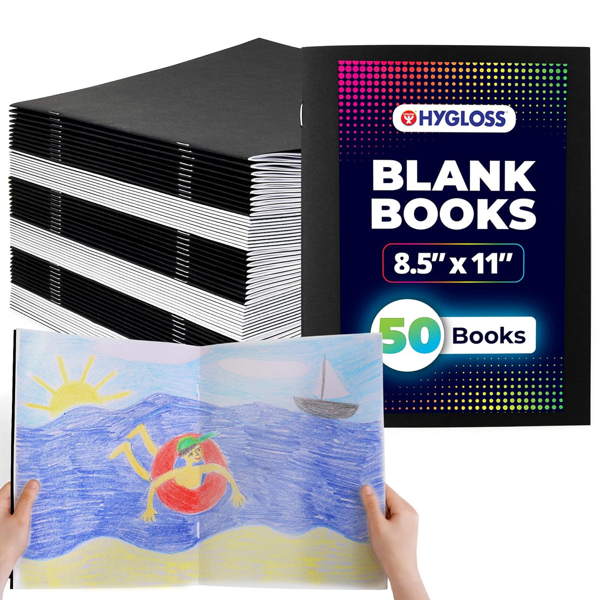 Hygloss Blank Book, 8.5 x 11-Inch, Black