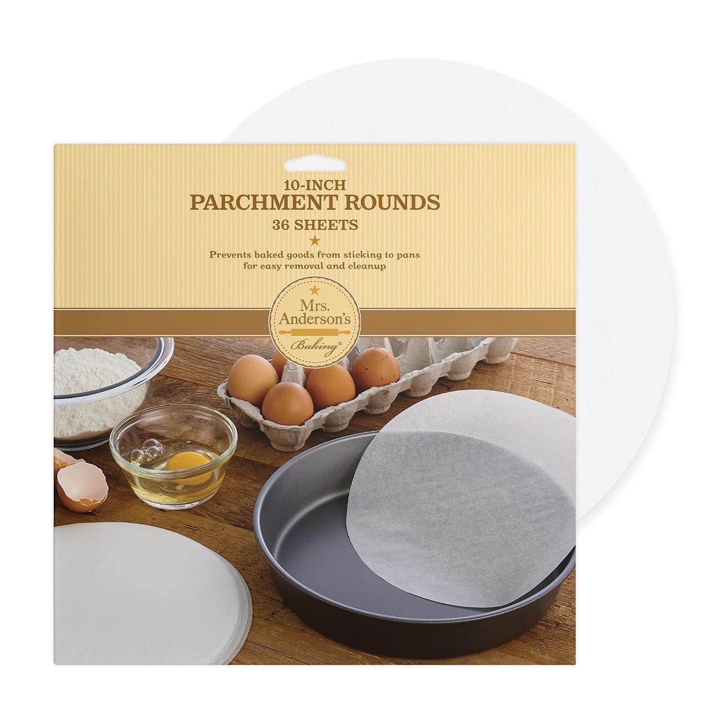 HIC Mrs. Anderson‚Äö√Ñ√¥s Baking Non-Stick Parchment Cake Rounds, 10-Inch, 36 Sheets