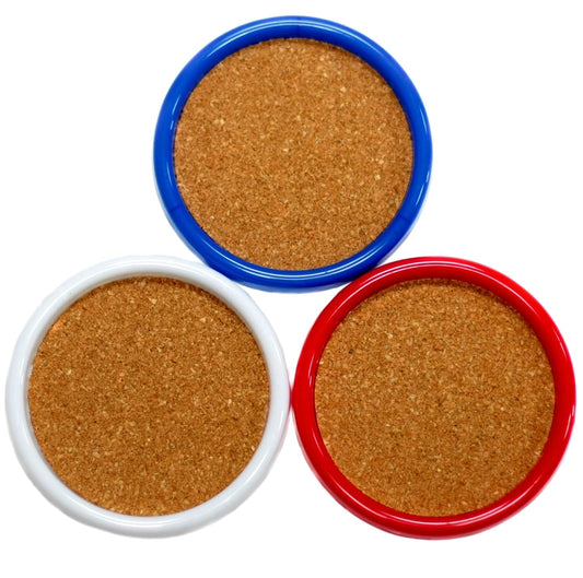 Chef Craft Basic Coasters, 4 inch 4 piece set, Red/White/Red