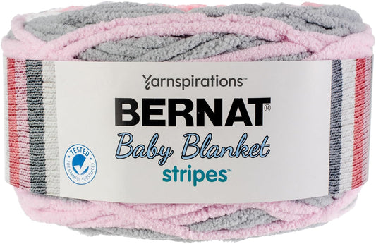 Spinrite Yarns (CA) Bernat Baby Blanket Stripes, 10.5 oz, 100% Polyester, Ballerina