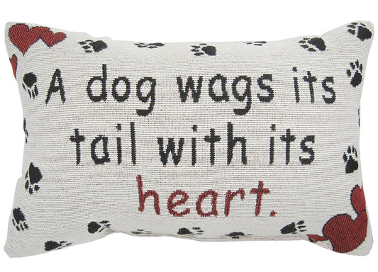 Manual A Dog Wags Its Tail With Its Heart Throw Pillow - USA Made - 12-1/2 by 8-1/2-Inch