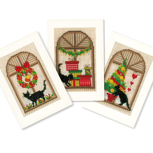 Vervaco Greeting Card kit Christmas Atmosphere Set of 3