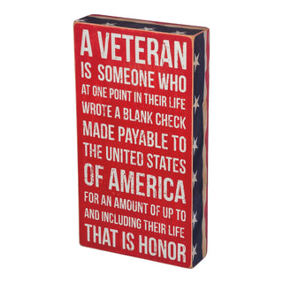 Primitives by Kathy Patriotic-Inspired Box Sign, 6 x 11-Inches, A Veteran
