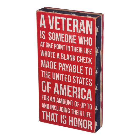 Primitives by Kathy Patriotic-Inspired Box Sign, 6 x 11-Inches, A Veteran
