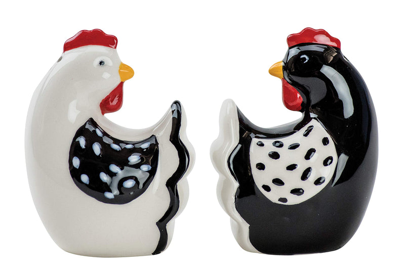 Boston Warehouse Farmhouse Rooster Salt & Pepper Shakers, Hand-painted ceramic, 2 piece set