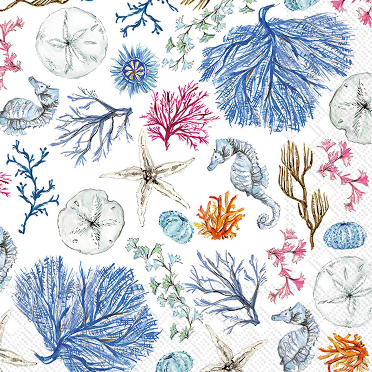 ihr SINCE 1977 Disposable Napkin, 5" x 5", Blue Coastal