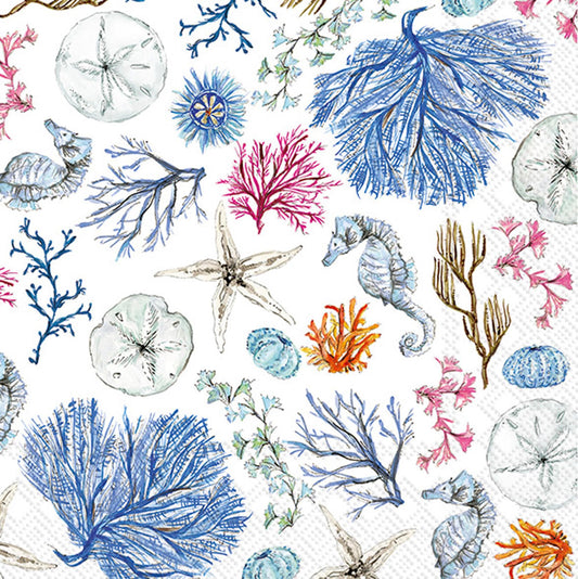ihr SINCE 1977 Disposable Napkin, 5" x 5", Blue Coastal